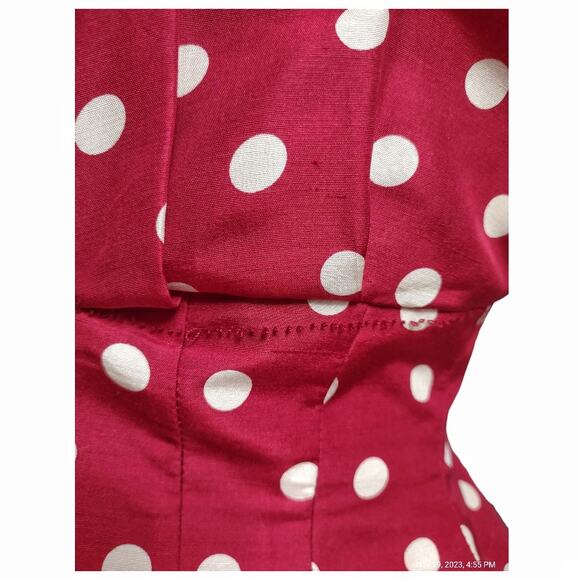 ANN TAYLOR Vintage Polka Dot Dress Size 6 Red Silk Fitted Tailored Retro 80s 90s - Picture 15 of 15